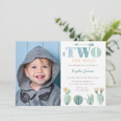 Invitation Il est DEUX Sauvages ! Photo de la fête du garçon (Debout devant)