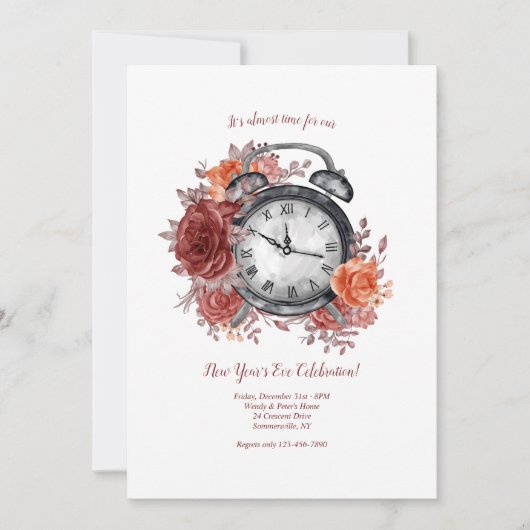 Invitation Il est presque temps de la veille du Nouvel An (Devant)