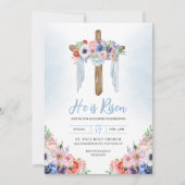 Invitation Il Est Ressuscité Croix Pâques Célébration de Prin (Devant)