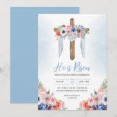 Invitation Il Est Ressuscité Croix Pâques Célébration de Prin (Devant / Derrière)