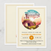 Invitation Il est ressuscité et fête de la résurrection diman (Devant / Derrière)