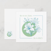 Invitation Il est RESSUSCITÉ ! - Lys Vert + Sarcelle (Devant / Derrière)
