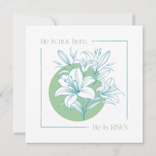 Invitation Il est RESSUSCITÉ ! - Lys Vert + Sarcelle