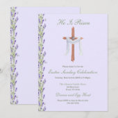 Invitation Il est ressuscité Pâques chrétien (Devant / Derrière)