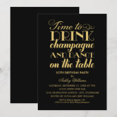 Invitation Il est temps de boire du Champagne Black Gold Anni (Devant / Derrière)