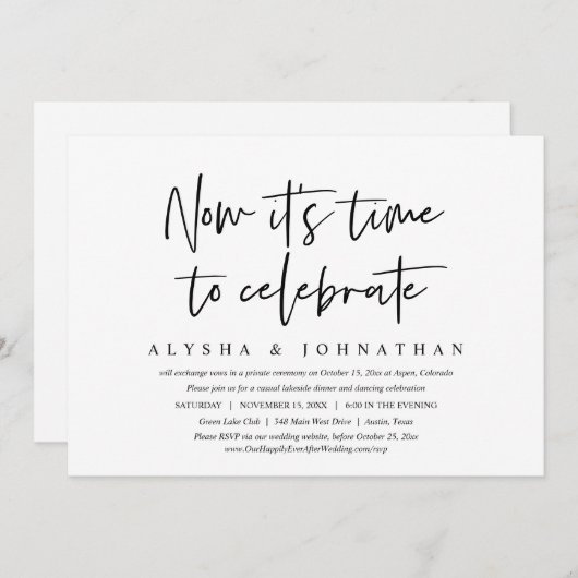 Invitation Il Est Temps De Célébrer, Décontracté Mariage Elop (Devant / Derrière)