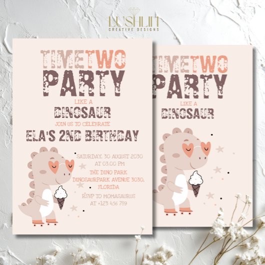 Invitation Il est temps de faire la fête comme un Dinosaure A