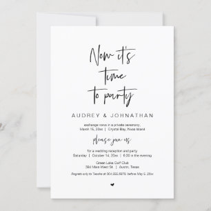 Invitation Il est temps de faire la fête, Noir, Elopement Mar