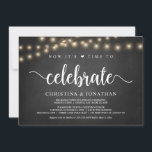 Invitation Il est temps de fêter, le parti Rustic Elopement<br><div class="desc">Maintenant il est temps de fêter,  Mariage Elopement Faire-part / Invitation carte,  dans Rustic farm chalkboard,  String Lights design. C'est parfait pour votre réception de mariage et fête post-mariage. Ajoutez vos détails dans la police correspondante / lettrage. #TeeshaDerrick</div>