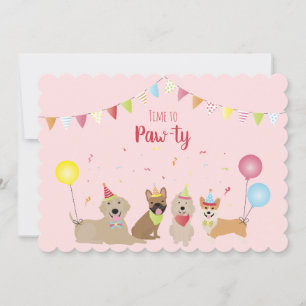 Invitation Il Est Temps De Pawty Birthday Dogs