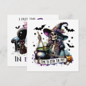 Invitation Il est temps de remuer le chaudron Sorcière squele (Devant / Derrière)