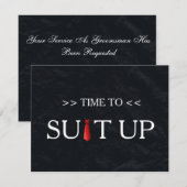 Invitation Il est temps de s'équiper Tableau noir cravate rou (Devant / Derrière)