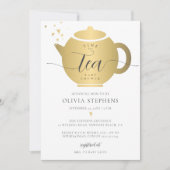Invitation Il est temps de Tea Elegant moderne Gold Heart Bab (Devant)