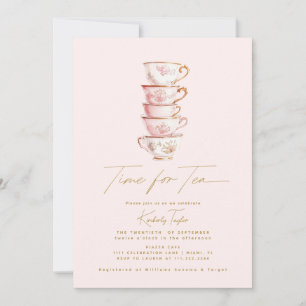Invitation Il est temps de Tea Pink Chinoiserie Fête des mari