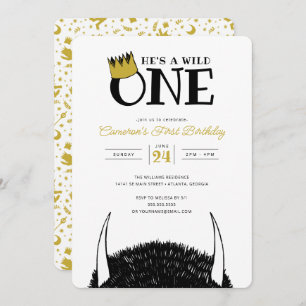 Invitation Il est un Wild One - 1er Anniversaire Gold Crown