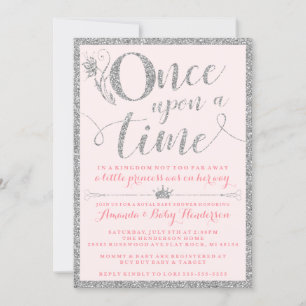 Invitation Il était une fois Baby Shower Princesse Argentée