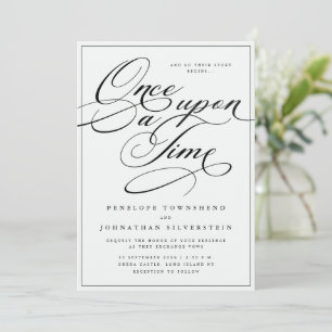 Invitation Il était une fois Calligraphie Mariage Noir Blanc