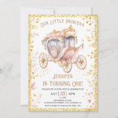 Invitation Il était une fois Carriage Princesse 1er anniversa (Devant)