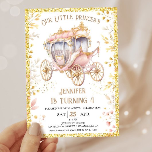 Invitation Il était une fois Carriage Princesse 4e anniversai