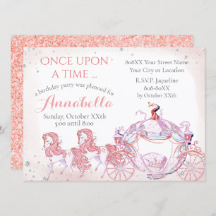 Invitation Il était une fois Cendrillon rose Conte de fée