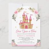Invitation Il était une fois Château de conte de fées rose Ba (Devant)