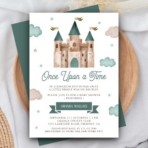Invitation Il était une fois conte de fées Château Bleu Turqu