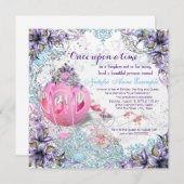 Invitation Il était une fois conte de fées princesse annivers (Devant / Derrière)