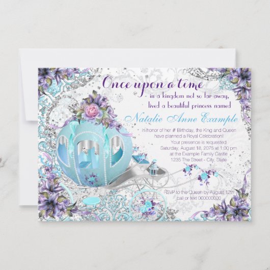 Invitation Il était une fois conte de fées princesse annivers (Devant)