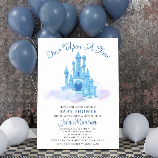 Invitation Il Était Une Fois Fairytale Baby Boy Shower Castle