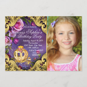 Invitation Il était une fois fête d'anniversaire de princesse