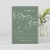 Invitation Il était une fois Flourish Script Mariage Vert (Debout devant)