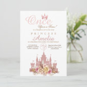 Invitation Il était une fois princesse anniversaire (Debout devant)