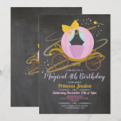 Invitation Il était une fois Princesse Anniversaire Transport (Devant / Derrière)