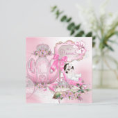 Invitation Il était une fois princesse Baby shower rose (Debout devant)