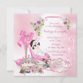 Invitation Il était une fois princesse Baby shower rose (Dos)