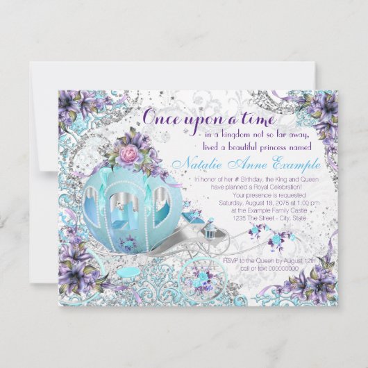 Invitation Il était une fois princesse de conte de fées anniv (Devant)