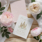 Invitation Il était une fois rose Floral Princesse Anniversai