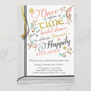 Invitation Il était une fois Storybook Bridal douche rose