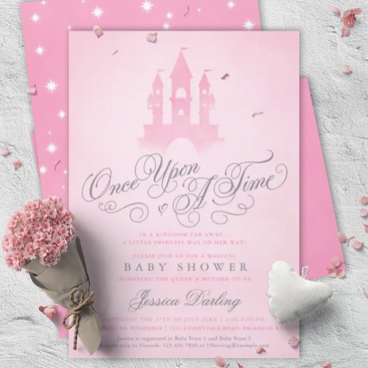 Invitation Il Était Une Fois Un Baby shower De Fille De Châte