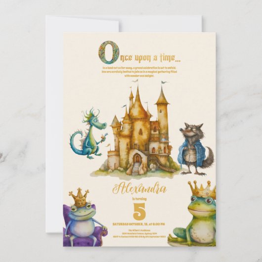 Invitation Il était une fois un conte de fées anniversaire (Devant)
