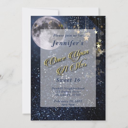 Invitation Il était une fois une douce soirée d'anniversaire (Devant)