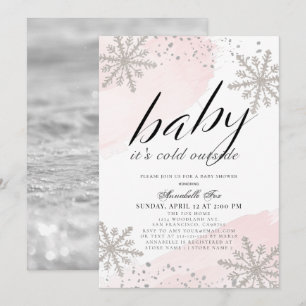 Invitation Il fait froid à l'extérieur Baby shower d'aquarell