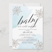 Invitation Il fait froid à l'extérieur du Baby shower Blue Dr (Devant)