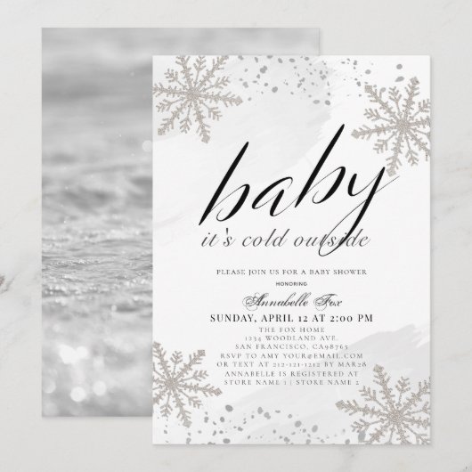 Invitation Il fait froid à l'extérieur du Baby shower d'aquar (Devant / Derrière)