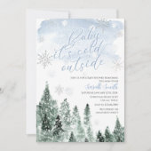 Invitation Il fait froid à l'extérieur du Baby shower de garç (Devant)