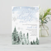 Invitation Il fait froid à l'extérieur du Baby shower de garç (Debout devant)