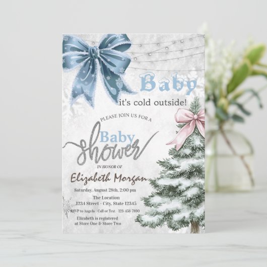 Invitation Il fait froid à l'extérieur du Baby shower de la p (Debout devant)