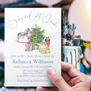 Invitation Il fait froid à l'extérieur du Baby shower de Noël