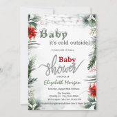 Invitation Il fait froid à l'extérieur Poinsettia Branches Ba (Devant)