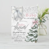 Invitation Il fait froid dehors Baby shower blanc de Pine Tre (Debout devant)